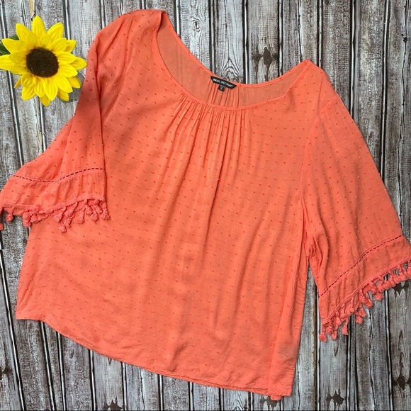 Unique Spectrum Tops - Unique Spectrum semi sheer coral clip dot top size 1X